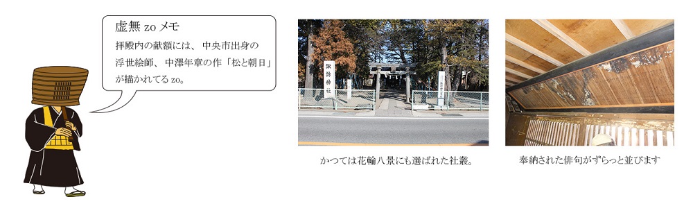 諏訪神社鳥居と献額の写真